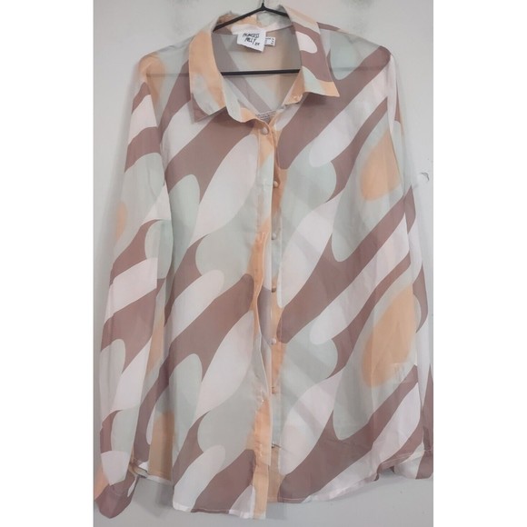 Princess Polly Tops - Princess Polly semi sheer button down oversized shirt  women's size 12